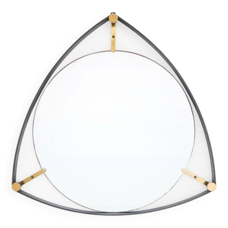 Vintage mirror with a metal and brass frame, 1950s.