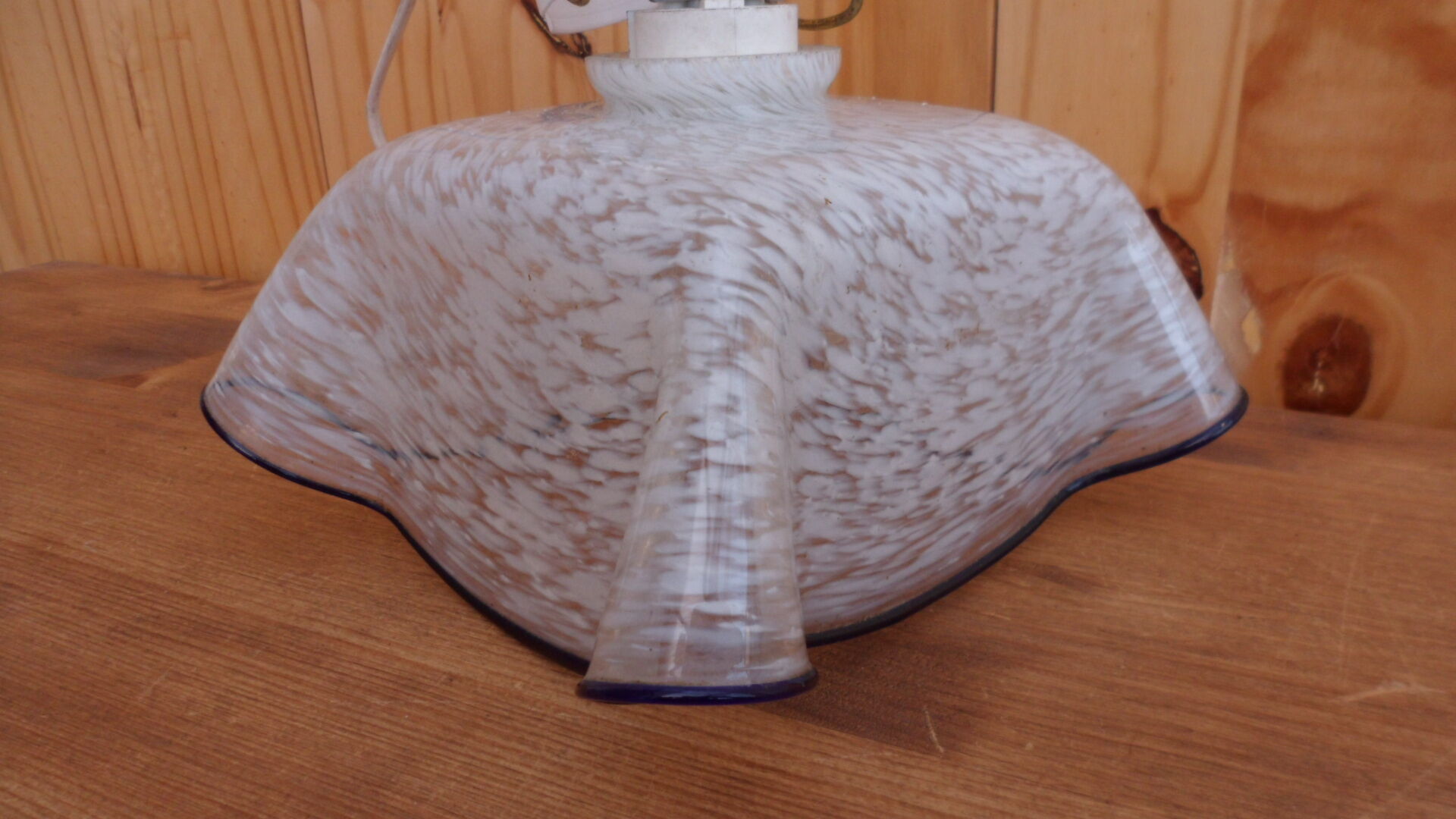 Clichy-style blue-edged draped glass suspension lamp