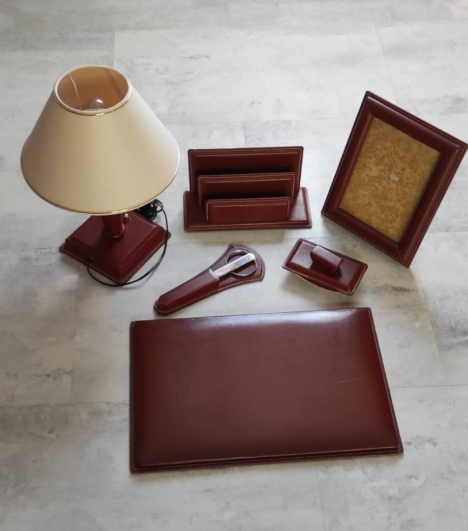 Vintage leather desk set