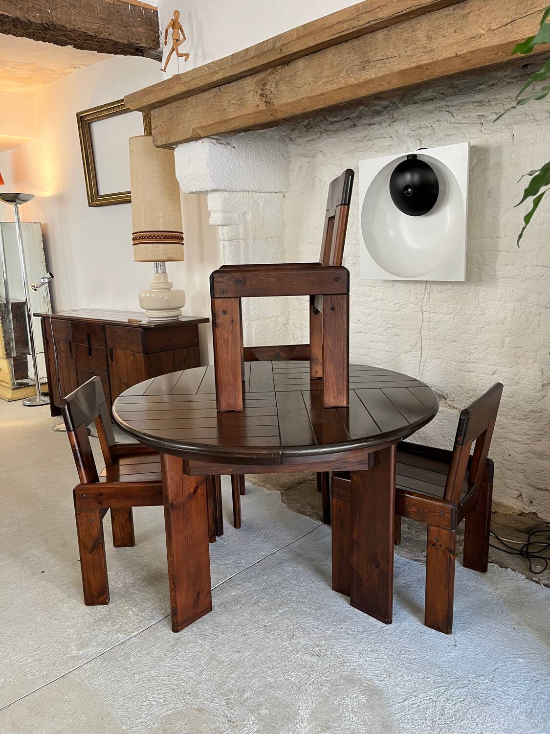 Silvio Coppola Table and 4 Chairs Set 1970
