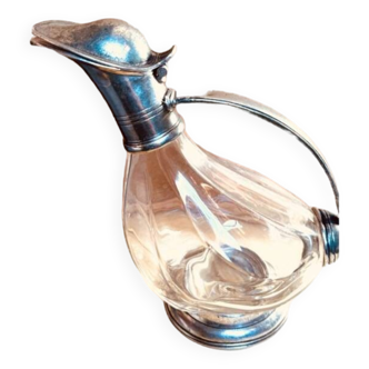 Crystal and pewter carafe