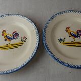 Pair of plates with rooster decor, Cocorico, in ceramic by Saint Clément