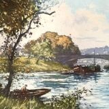 Aquarelle ancienne fin XIX encadrée signée