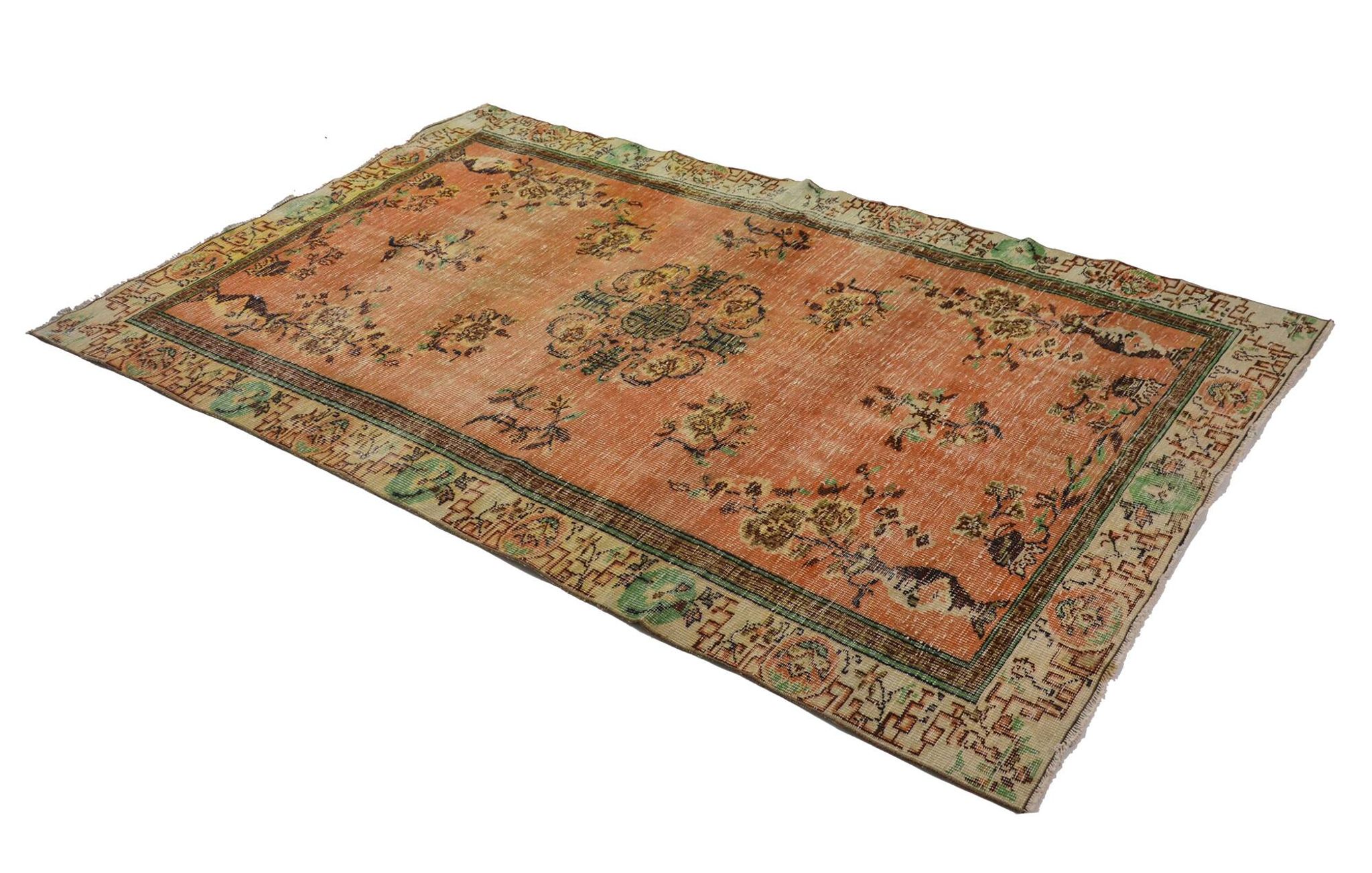 One-of-a-kind turkish handwoven vintage rug - rustic vintage charm 291x 177 cm