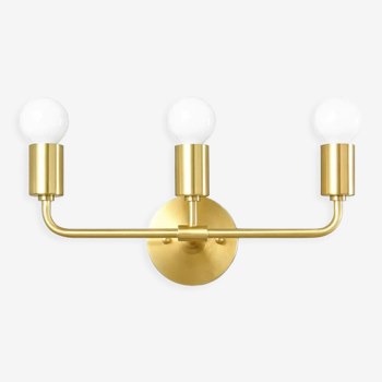 antique designer brass 3-light gold brass wall sconce light