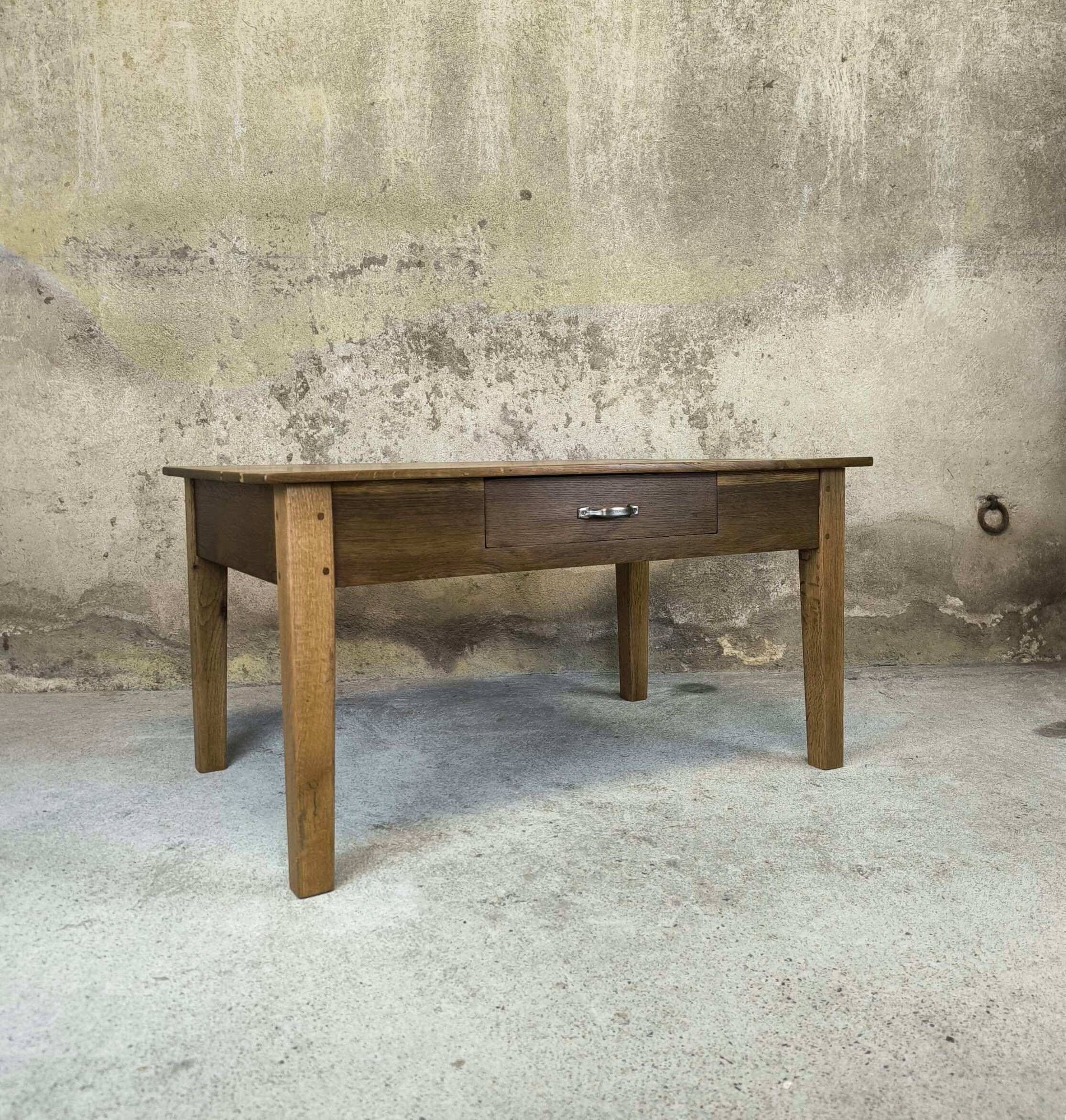 Vintage farmhouse coffee table made of solid wood.