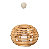 Portuguese mid century modern beige bamboo hanging lamp 1960s