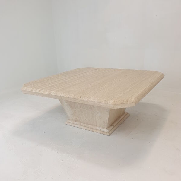 Table de bar en travertin italien ou table basse, années 1980