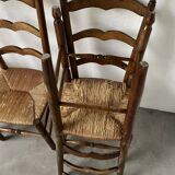 5 oak and straw chairs