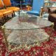 Double glass top coffee table with metal legs