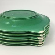 Part of service a fish Sarreguemines 22 pieces in faience green carp
