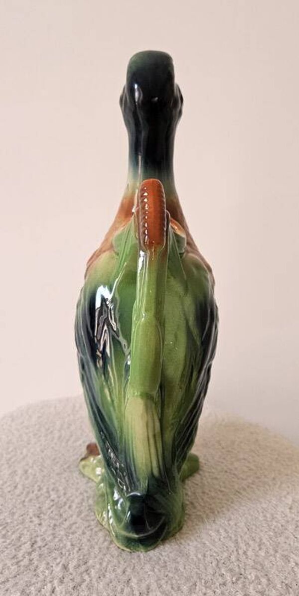 Pichet canard vintage en faïence de Saint-Clément, signé