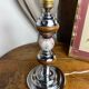 Lamp base in chrome metal, porcelain and wood.