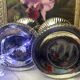 Set of 2 mercurized glass candle holders