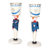 Paire de lampes en bois peint par Suzanne Bonnichon, circa 1940
