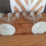 Pair candlesticks candlesticks 3 fires patina linen