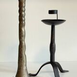 Pair of Brutalist Vintage Steel Candlesticks
