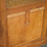 Armoire bois art déco avec vitre cathédrale, meuble de rangement bois, armoire vintage, déco
