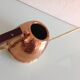 Watering can in hammered red copper and wooden handle/vintage 60s-70s