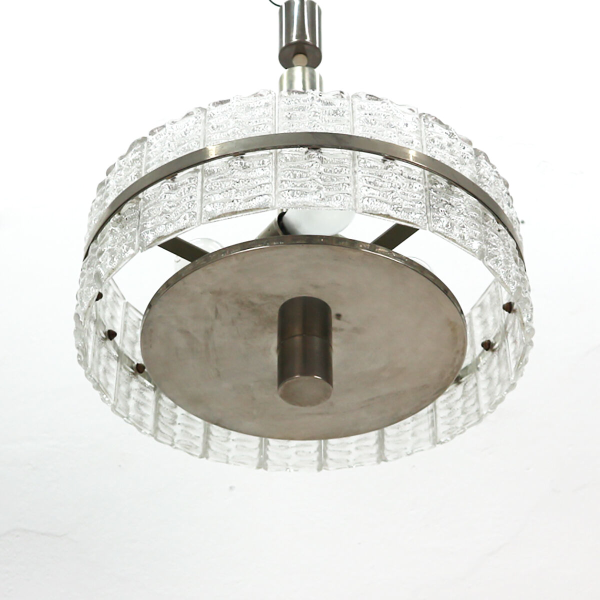 Large '60s Ice Glass Pendant Lamp