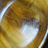 Teak or acacia wood bowl, vintage craftsmanship from the 70s-2000s