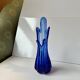 Vintage blue blown glass bud vase
