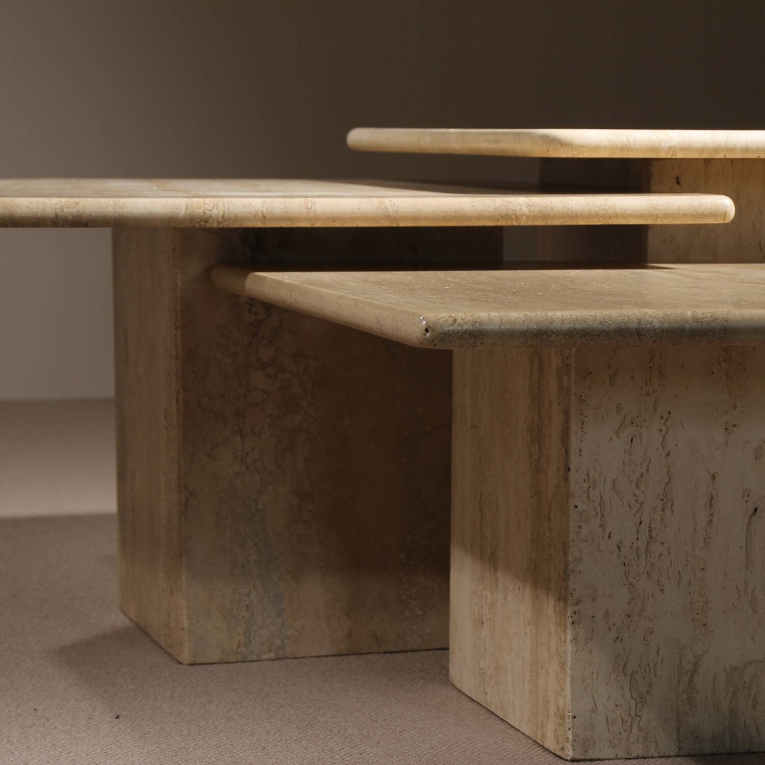 Nesting Table Set in Travertine | Italy 1970s
