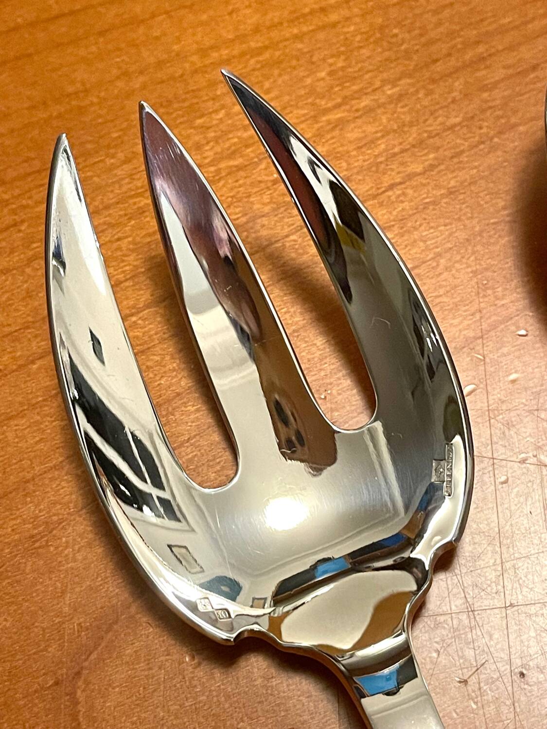 Christofle Alfenide, salad serving utensils in diamond model.