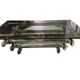 Willy Rizzo table 1970 chrome metal and glass