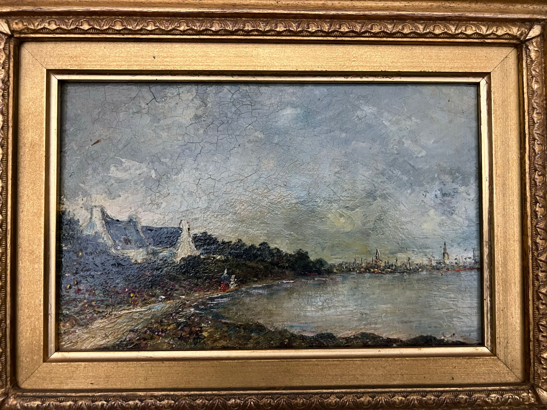 Oil on panel, impressionist coastal view