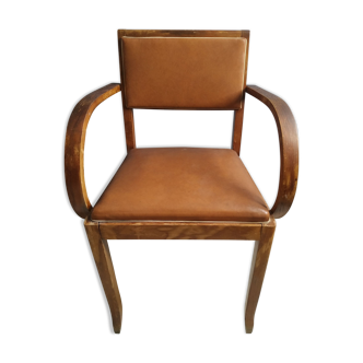 Bridge | Chair Wood + Skaï Brown | Good condition