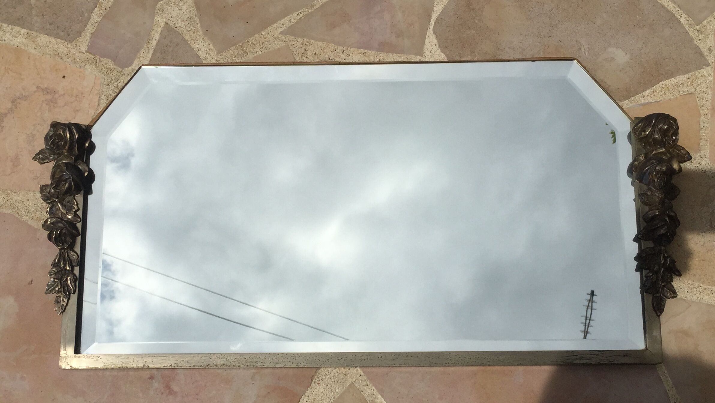 Miroir art déco biseauté  34 x 70 cm