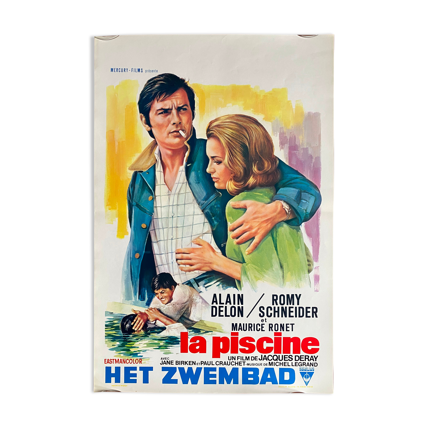 Original cinema poster "La Piscine" Alain Delon, Romy Schneider 37x55cm 1969
