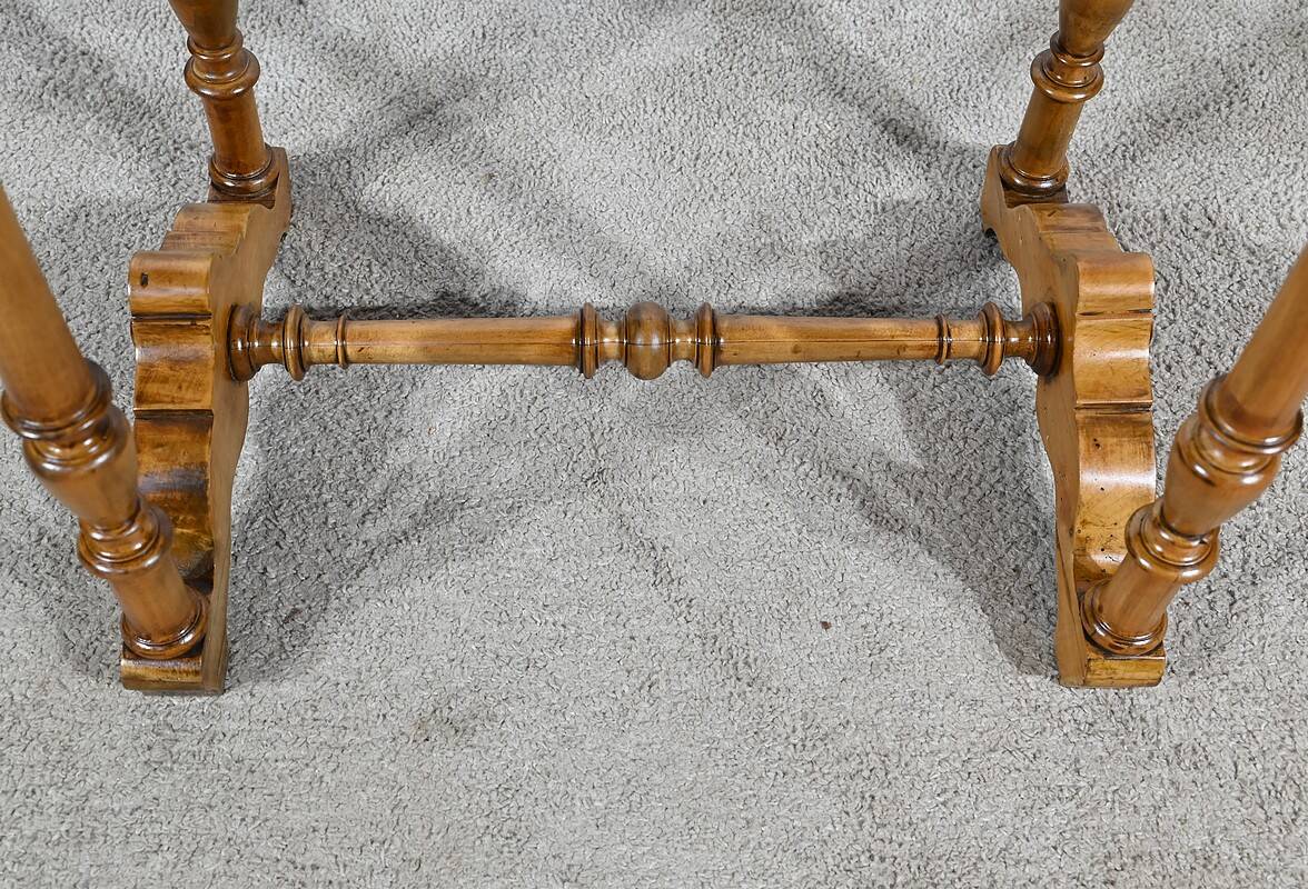 Rare Small Chiffonnière Table in Speckled Amboyna and Cherry, Louis Philippe Period – 19th