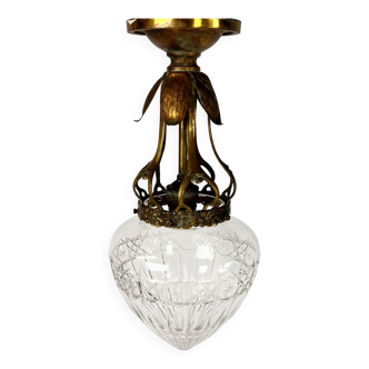 Antique Belgium Art Nouveau Ceiling Lamp, 1940s