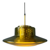 Suspension Space Age Dijkstra in smoked yellow glass, Mid-Century