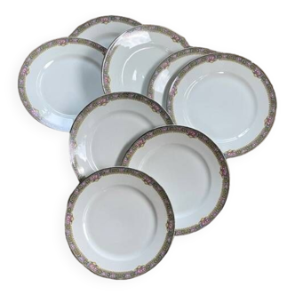 Set of 8 earthenware plates signed KG from the 1930s