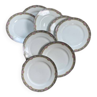 Lot de 8 assiettes en faïence signé KG des années 30