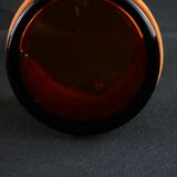 6 amber glasses in rattan and orange felt 1970