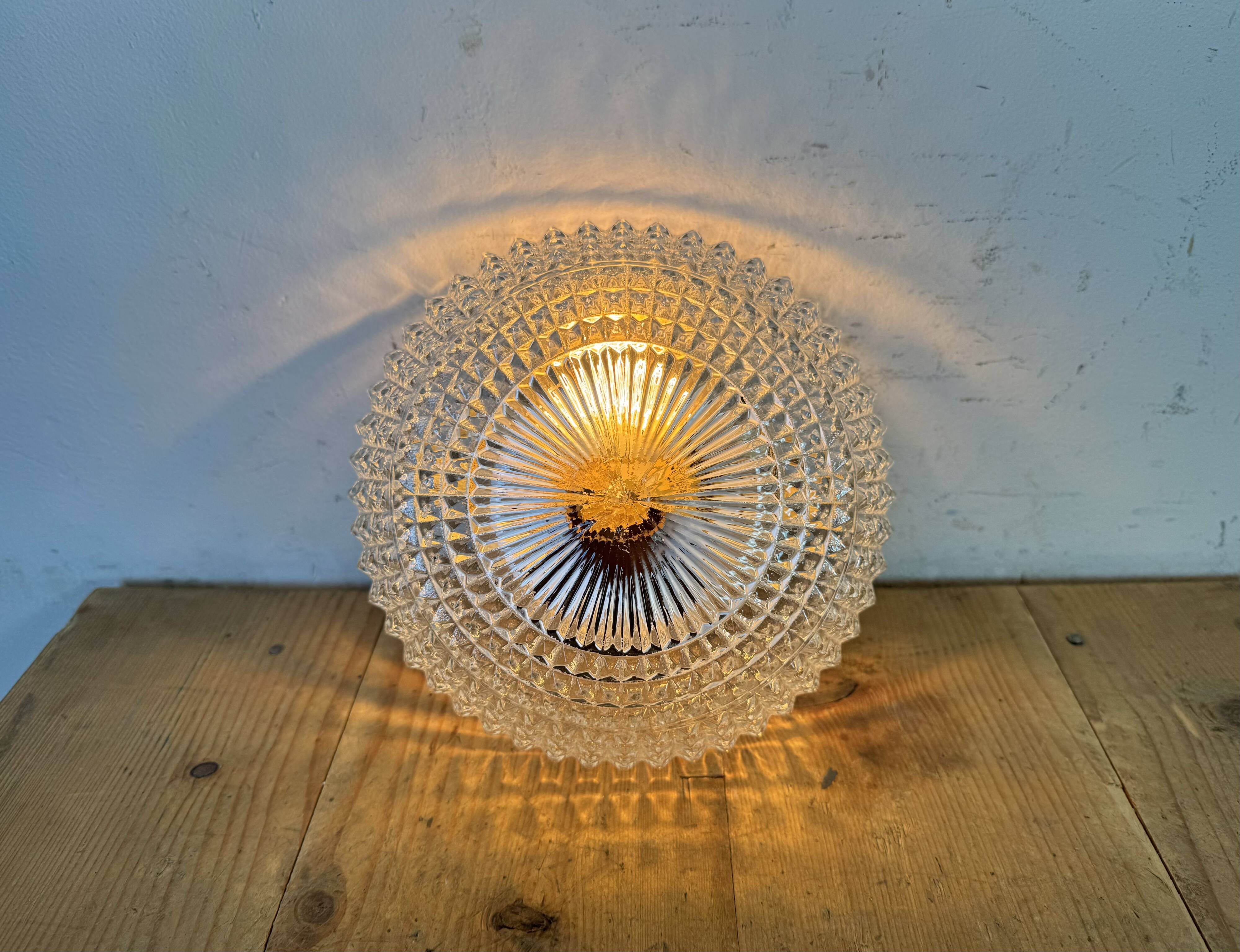 Vintage Glass Wall or Ceiling Light, 1970s