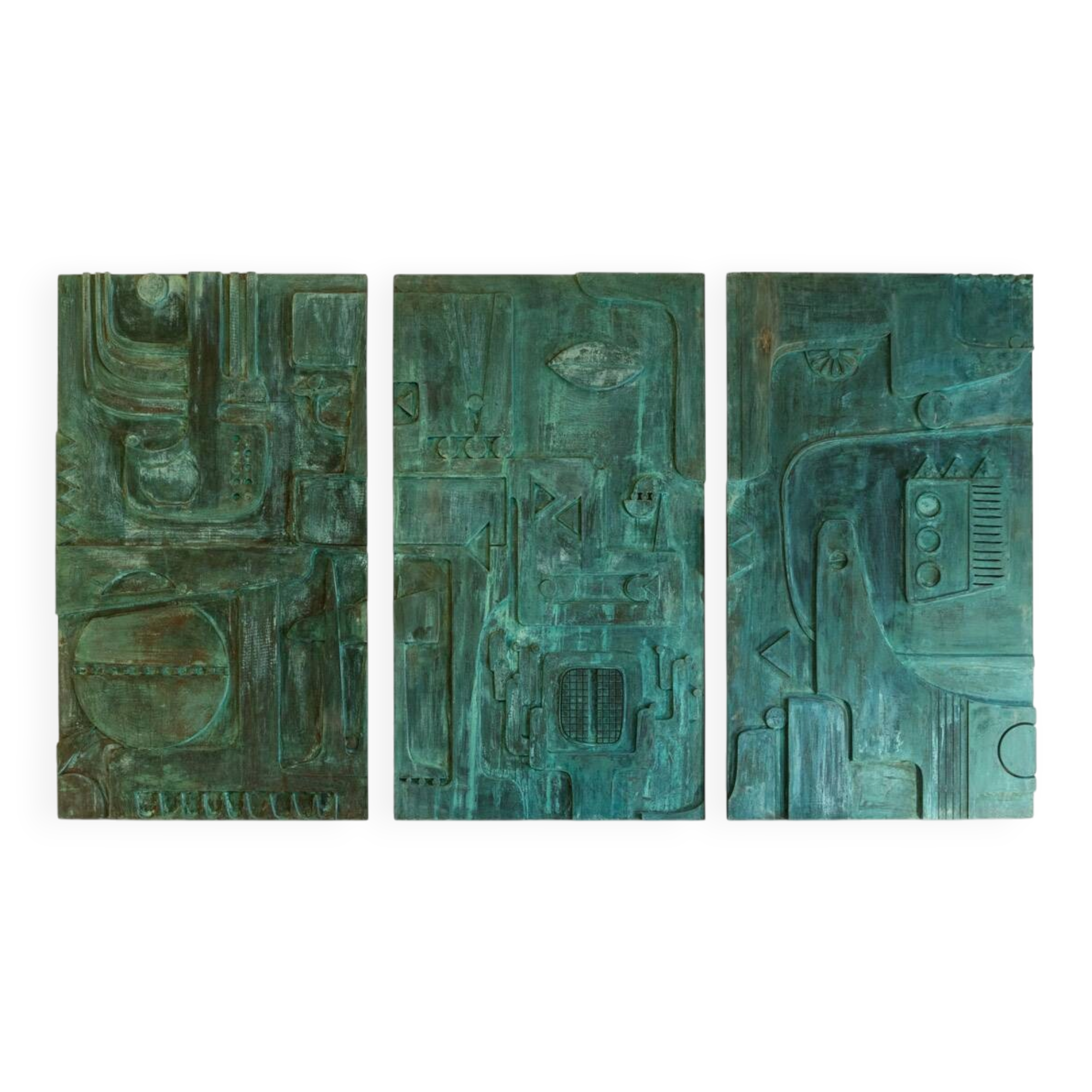 Victory of Segonzac. Sculpted and copper triptych panel. Contemporary.