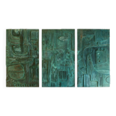 Victoire de Segonzac. Panneau triptyque sculpté et cuivré. Contemporain