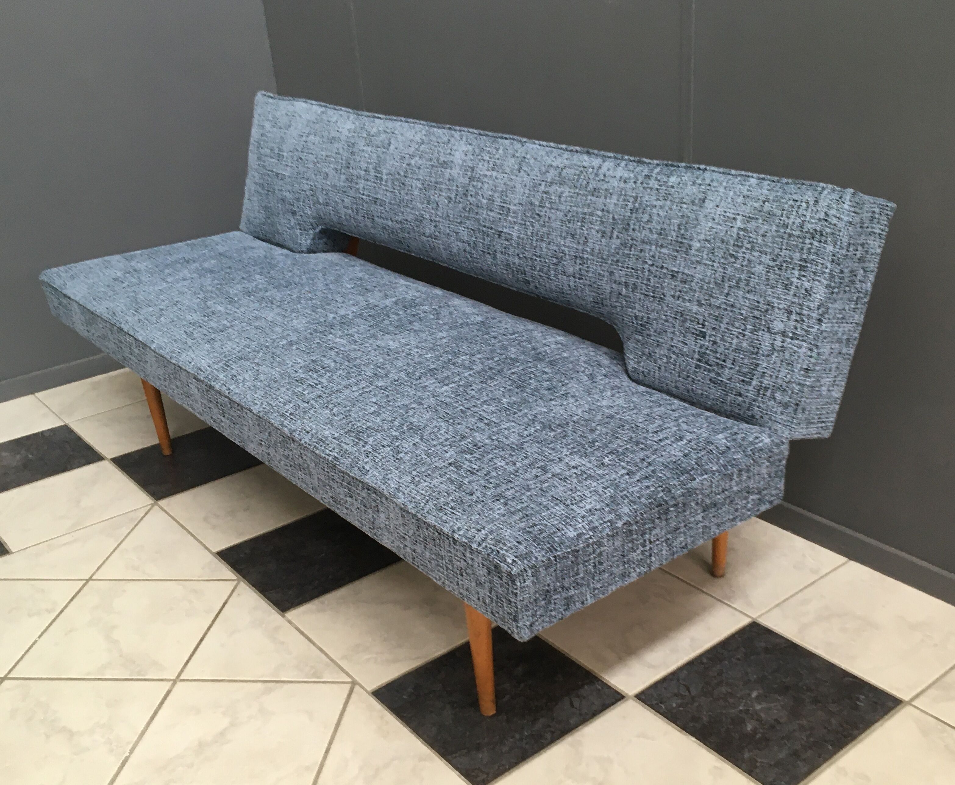 Blue and black fabric daybed Miroslav Navratil, 1960s