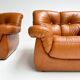 Cognac colored leather Pellerossi lounge chair, 1960s
