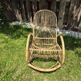 Rocking-chair rotin vintage