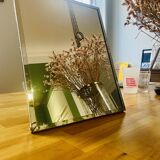 Barber mirror with chrome metal surround