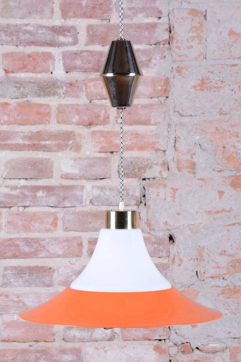 Mid-Century Chandelier in Brass and Lacquered Steel, Czech, 1960s