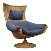 Chaise longue en rotin par Gerard van den Berg pour Montis, années 1970.