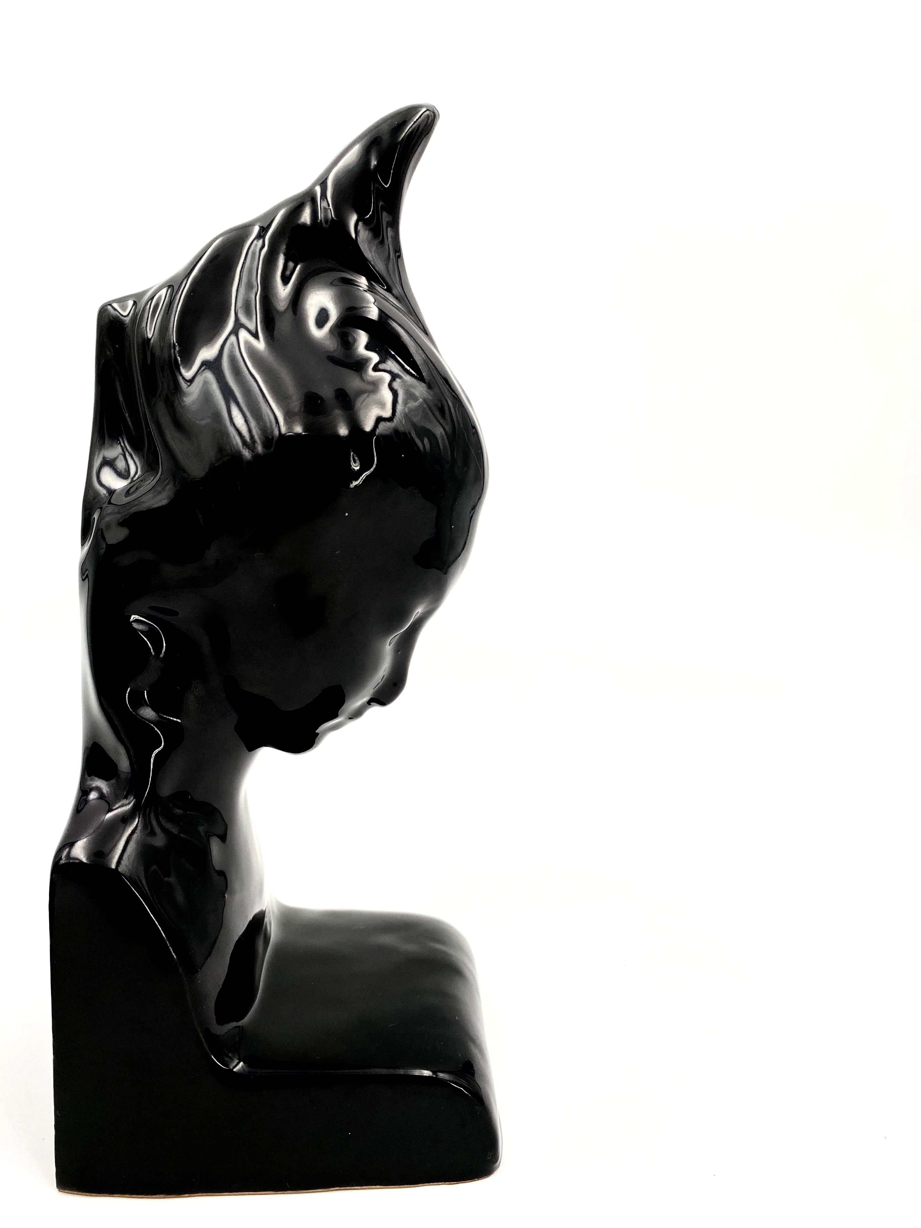 Angelo Minghetti, Art Déco black enamel Bookends, circa 1920, Signed