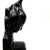 Angelo Minghetti, Art Déco black enamel Bookends, circa 1920, Signed